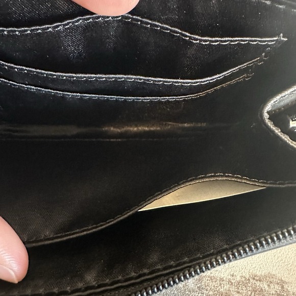 Coach Wallet‎ Wristlet Black Faux Paddle Leather 6" Zip Around - Picture 9 of 12